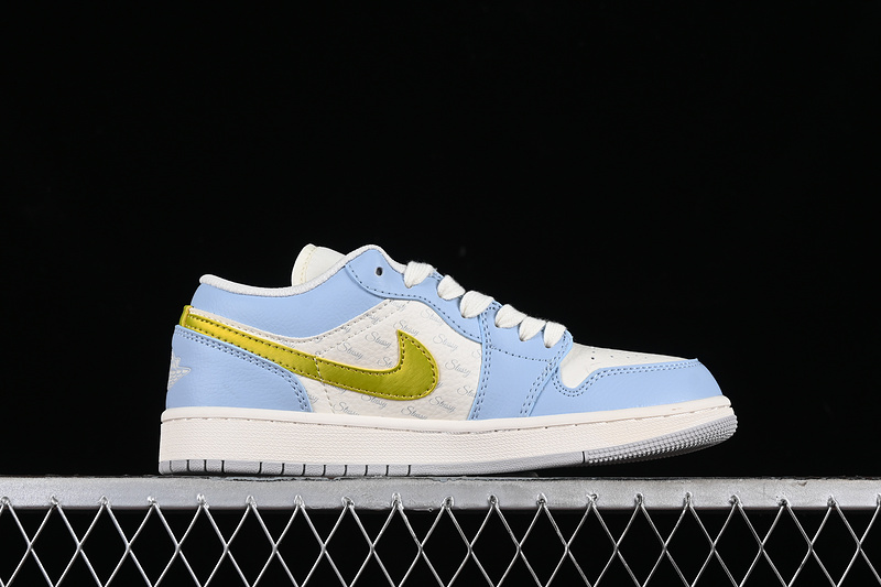 Nike Air Jordan 1 Low Yellow Label Blue White Sneakers