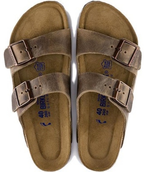Birkenstock Arizona Soft Footbed Oiled Leather 0552813 Narrow Fit Tobacco Brown Slide Sandals