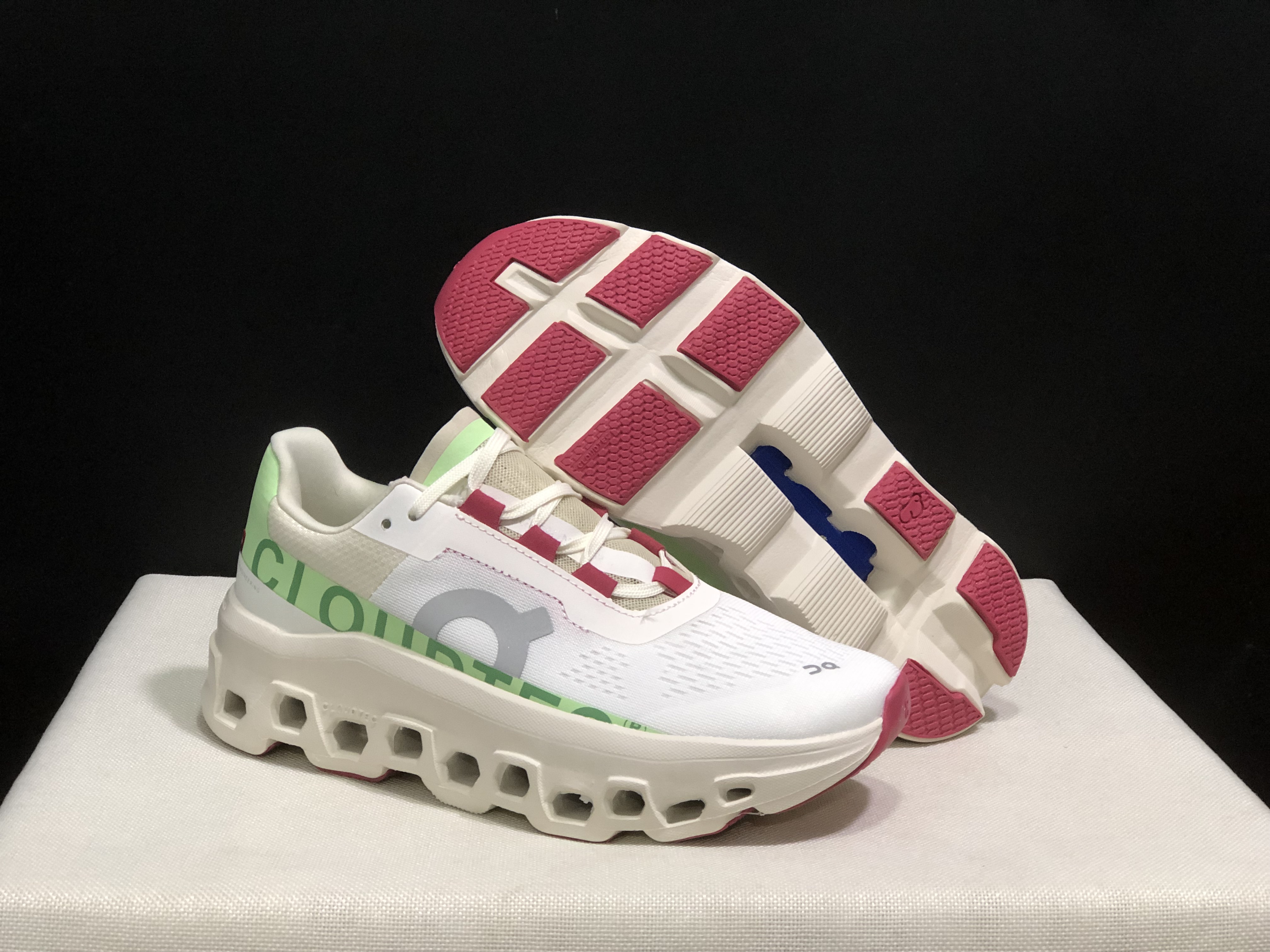 On Running Cloudmonster Anti-Slip Running Shoes White/Green