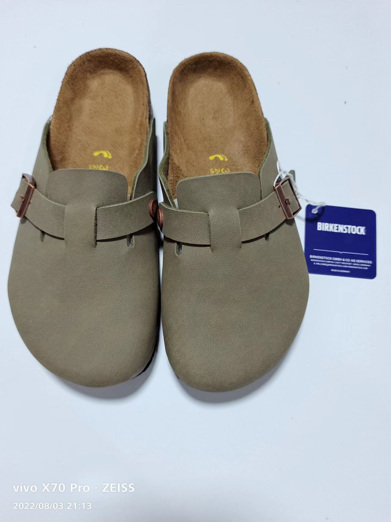 Birkenstock Gray Green Scrub Leather Clog Shoes