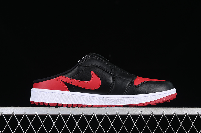 Nike Air Jordan 1 Mule Golf Bred Varsity Red Black White Sneakers