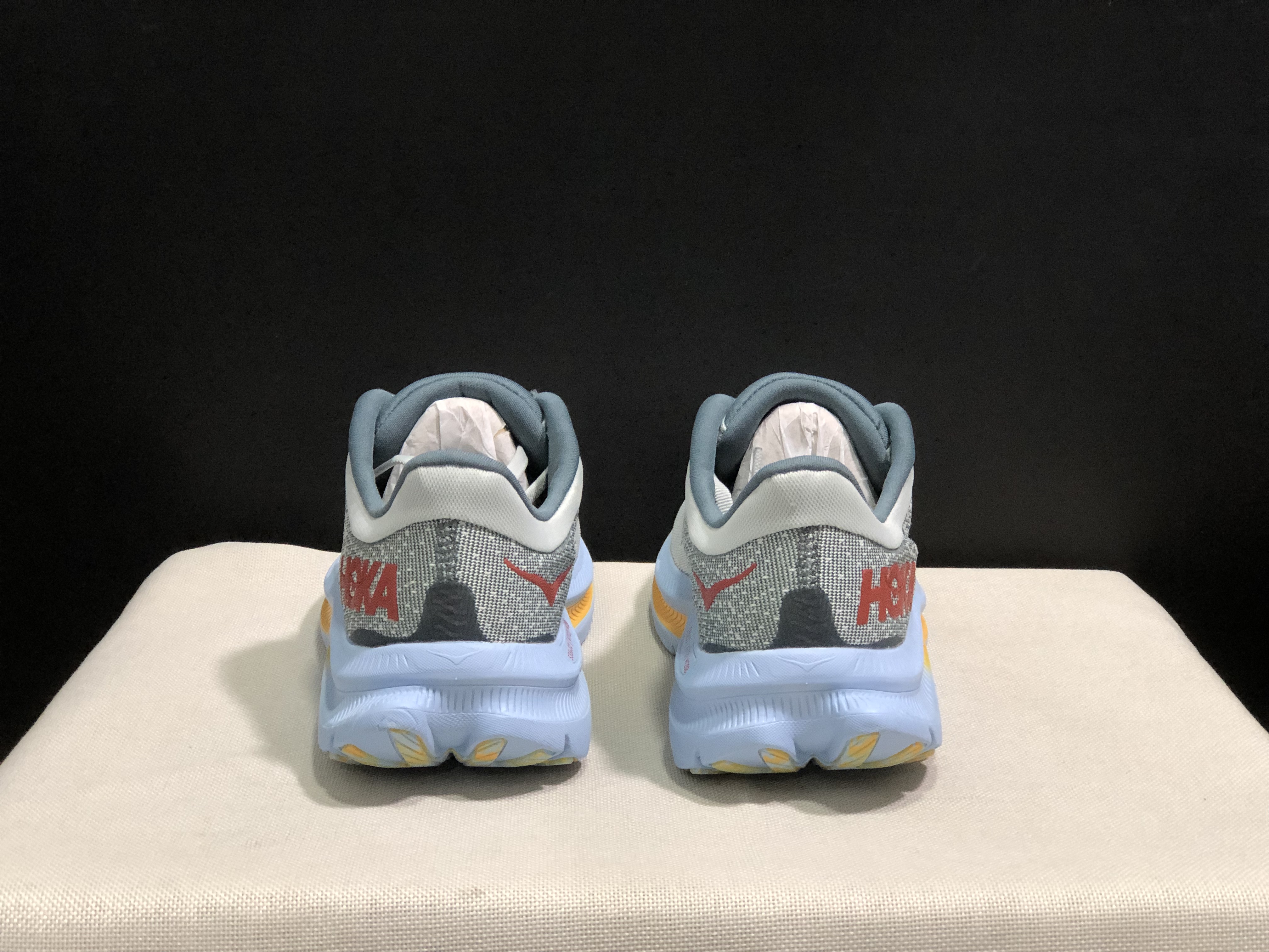 Hoka One One Kawana Cushioning Comfortable Gym Running Shoes Sneakers Cream/Blue