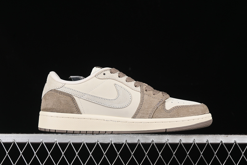 Travis Scott Fragment Design Nike Air Jordan 1 Low OG SP Beige Khaki Sneakers