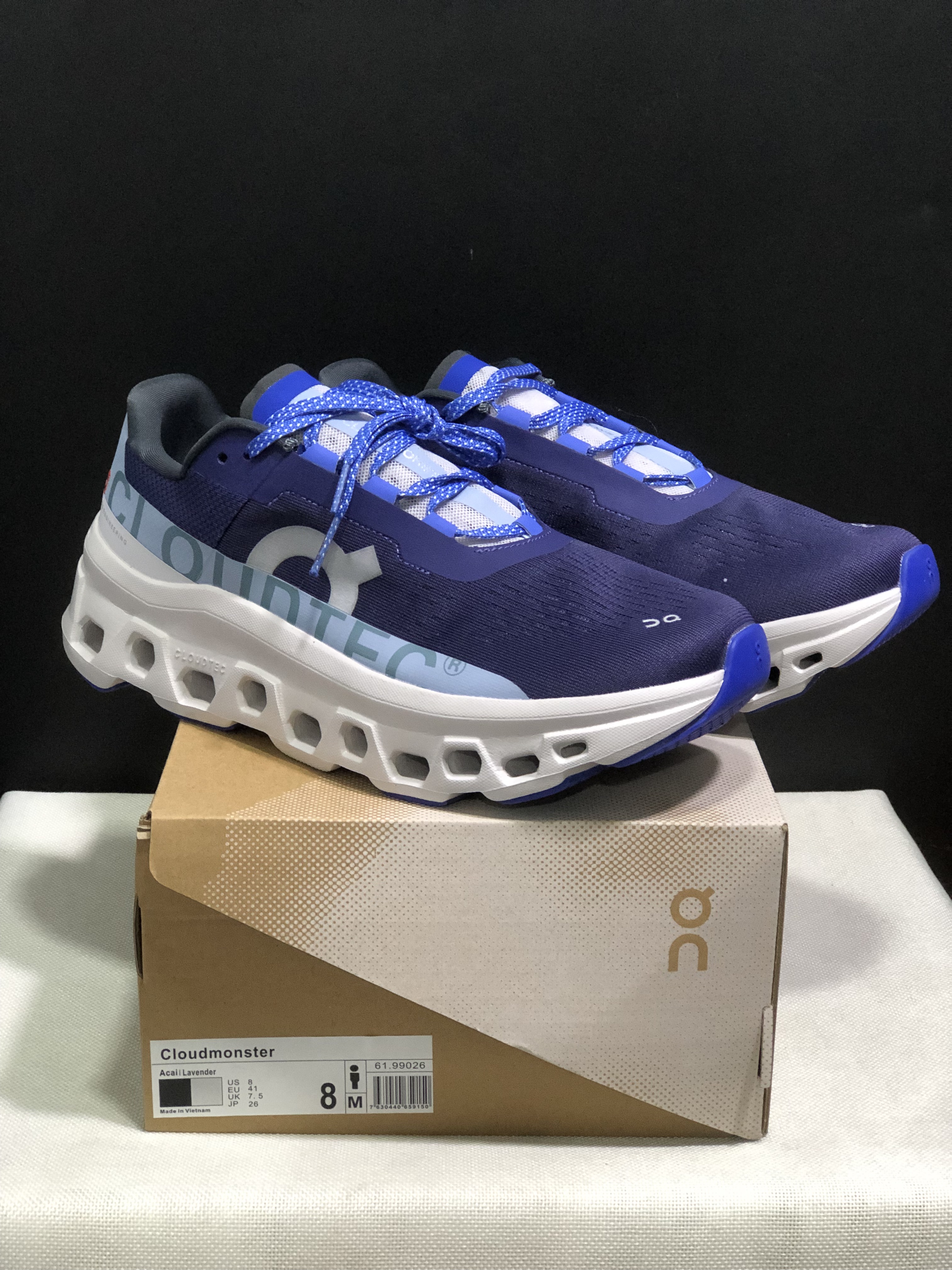 On Running Cloudmonster Anti-Slip Running Shoes Dark Purple/White