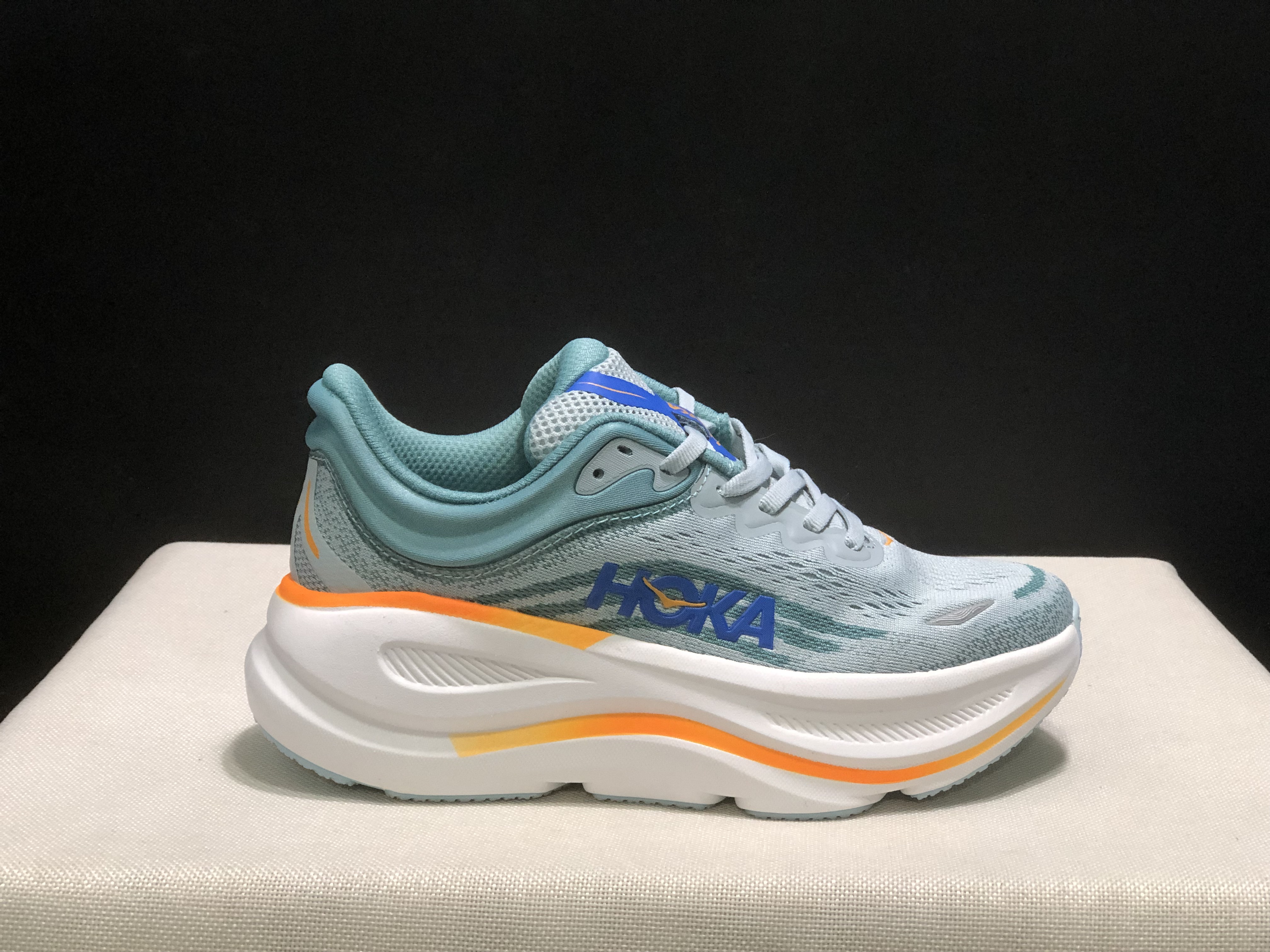 Hoka One One Bondi 9 Comfortable Low-top Running Shoes Sneakers Blue Gray