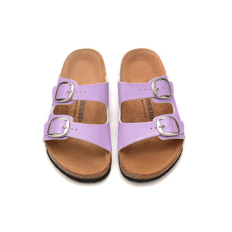 Birkenstock Two-Button Lilac Leather Casual Slippers