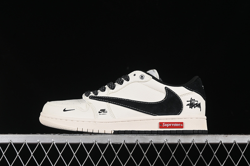 Travis Scott Fragment Design Nike Air Jordan 1 Low OG SP Black White Casual Sneakers