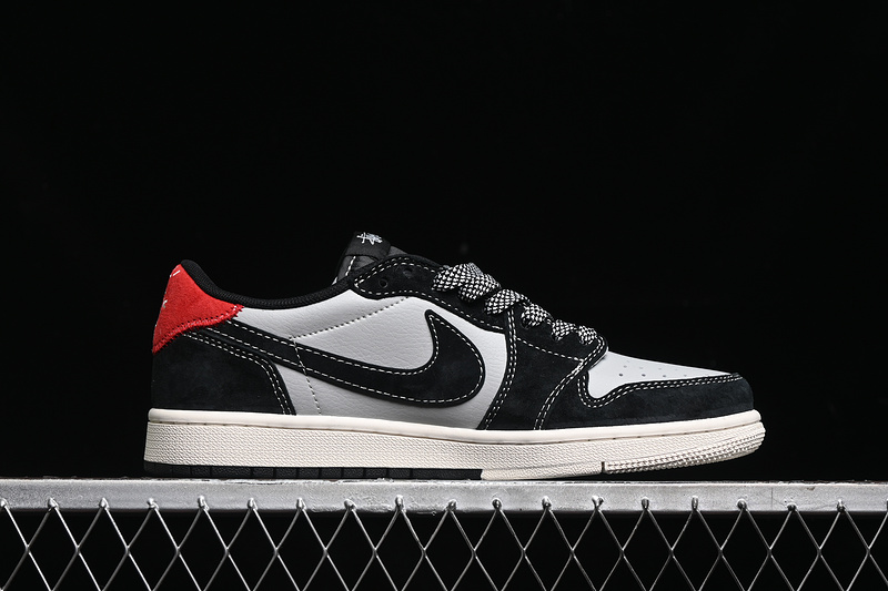 Travis Scott Fragment Design Nike Air Jordan 1 Low OG SP Red White Black Sneakers