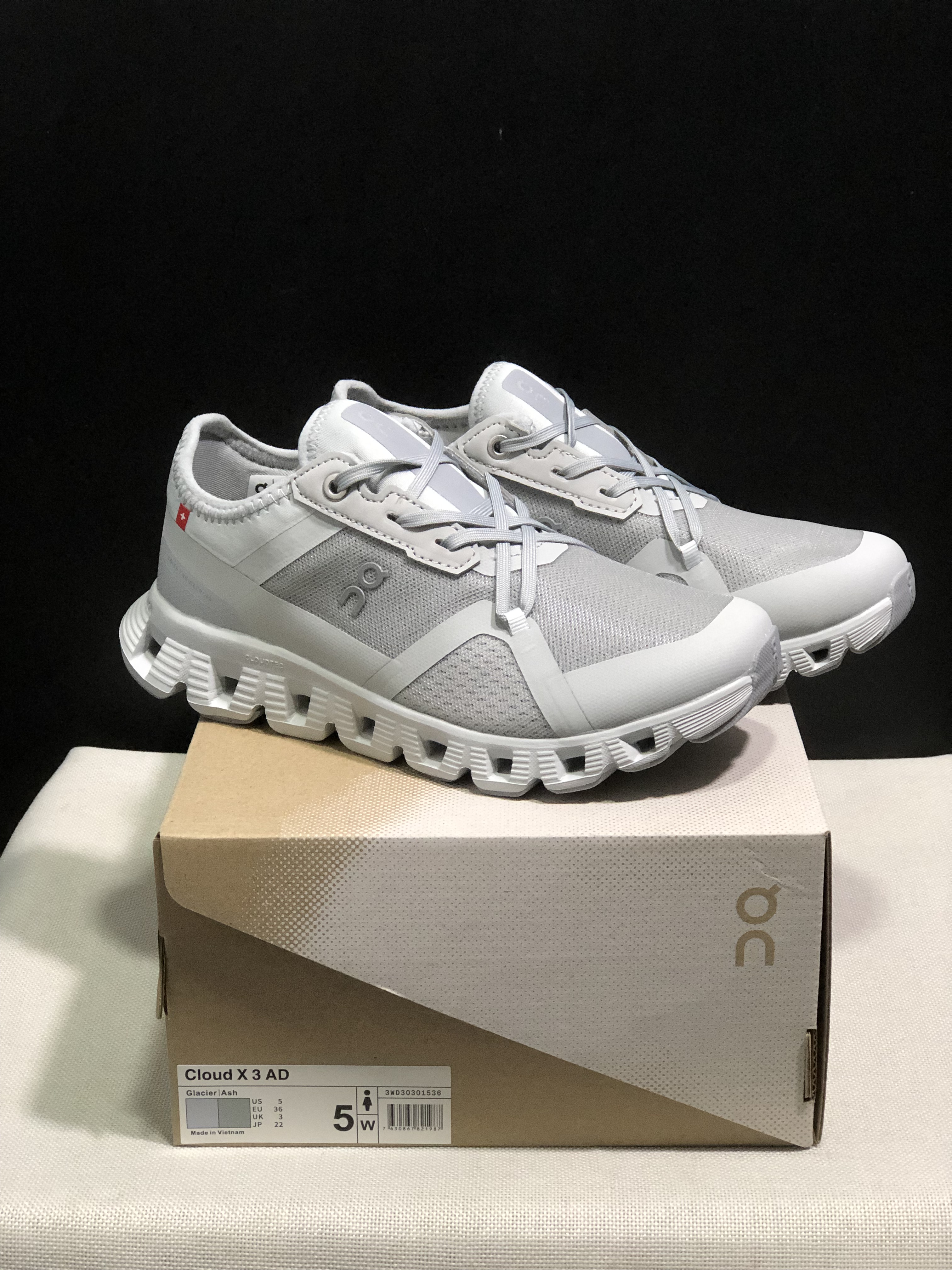 On Running Cloud X 3 AD Comfortable Wear-Resistant Training Shoes Clacier/Ash