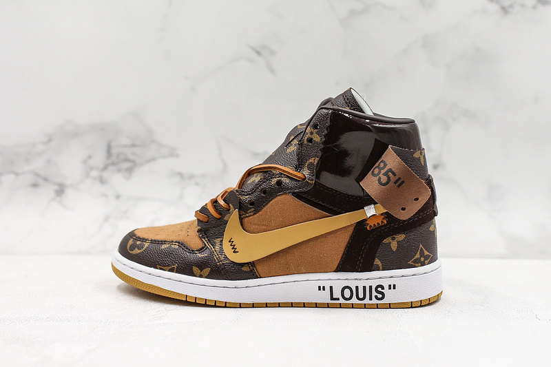 Nike Air Jordan 1 Retro Off-White Louis Vuitton Joint Edition Custom LV Sneakers