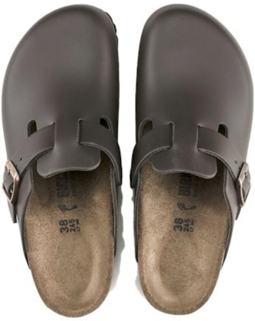 Birkenstock Boston Leather 0060101 Dark Brown Covered-Toe Slippers