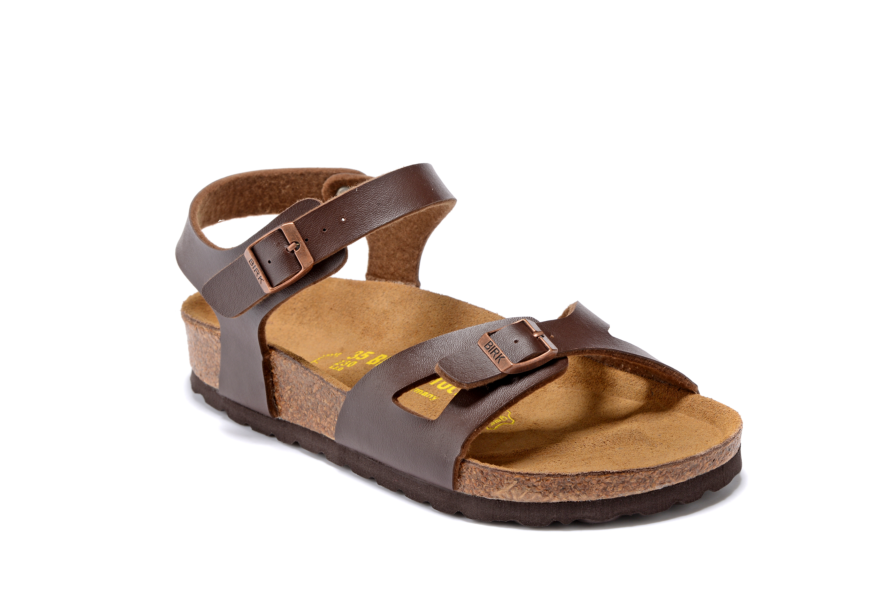 Birkenstock Brown Matte Single Buckle Slip Band Buckle Strap Sandal