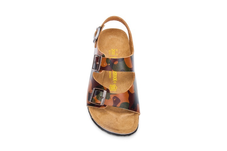 Birkenstock Two-Button Brown Camouflage Matte Leather Sandals