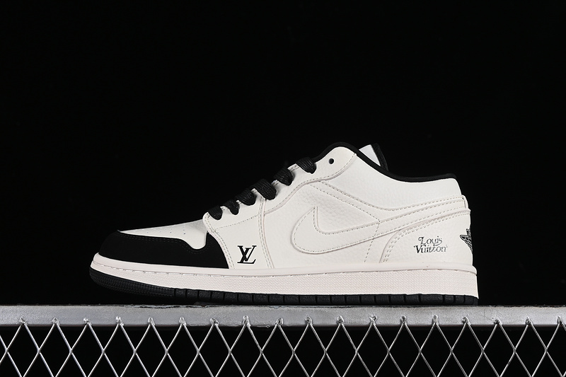 Nike Air Jordan 1 Low Louis Vuitton Black White Sneakers