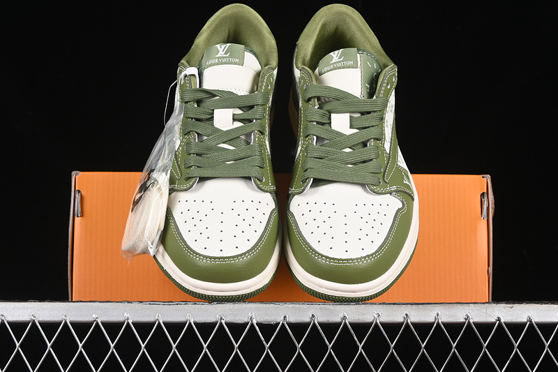 Nike Air Jordan 1 Low OG SP Travis Scott Fragment Design LV Green White Sneakers