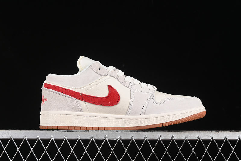 Nike Air Jordan 1 Low Light Grey White Red Sneakers