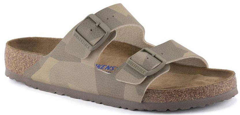 Birkenstock Arizona Grey Camouflage Brown Soft Footbed 1024644 Fashion Slippers