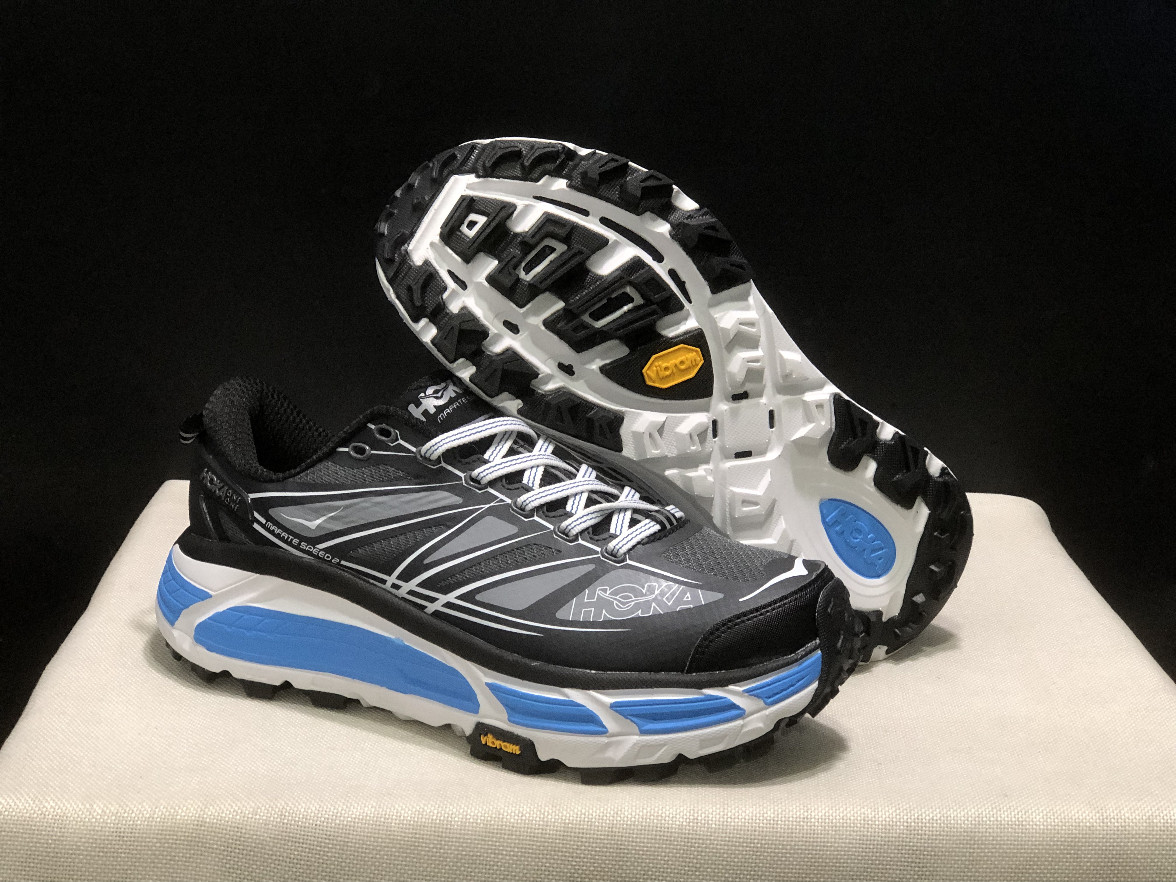 Hoka One One Mafate Speed 2 Mountain Anti-slip Running Shoes Sneakers Black/Blue