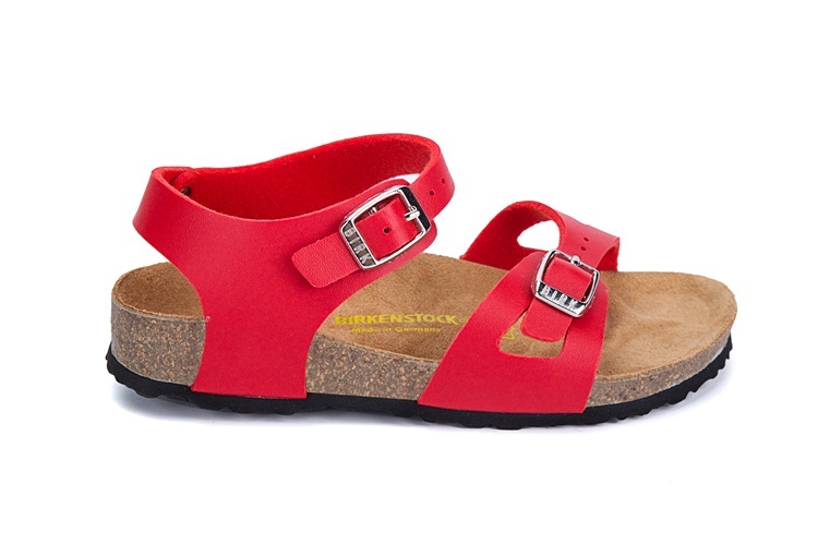 Birkenstock Single Button Red Matte Leather Sandals