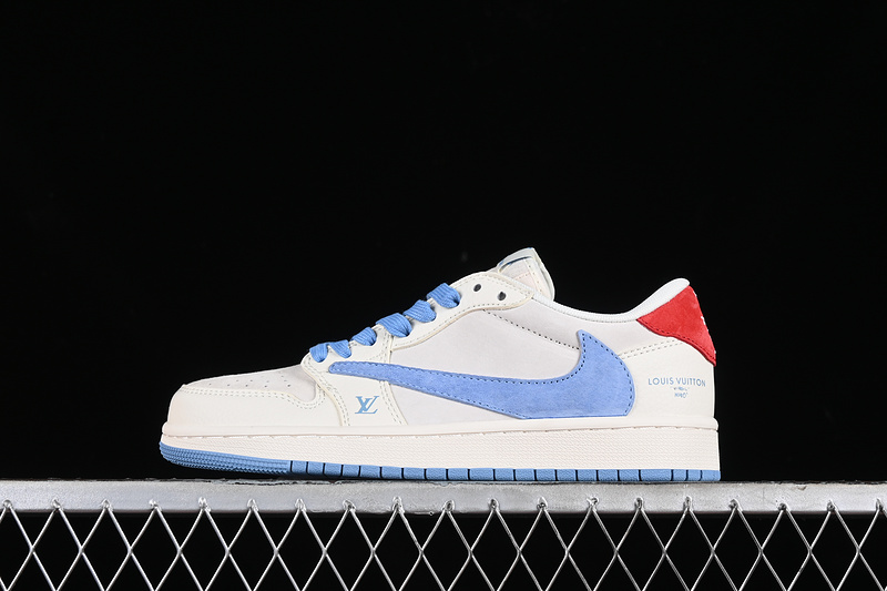 Nike Air Jordan 1 Low OG SP Travis Scott Fragment Design LV Grey Blue Red Sneakers