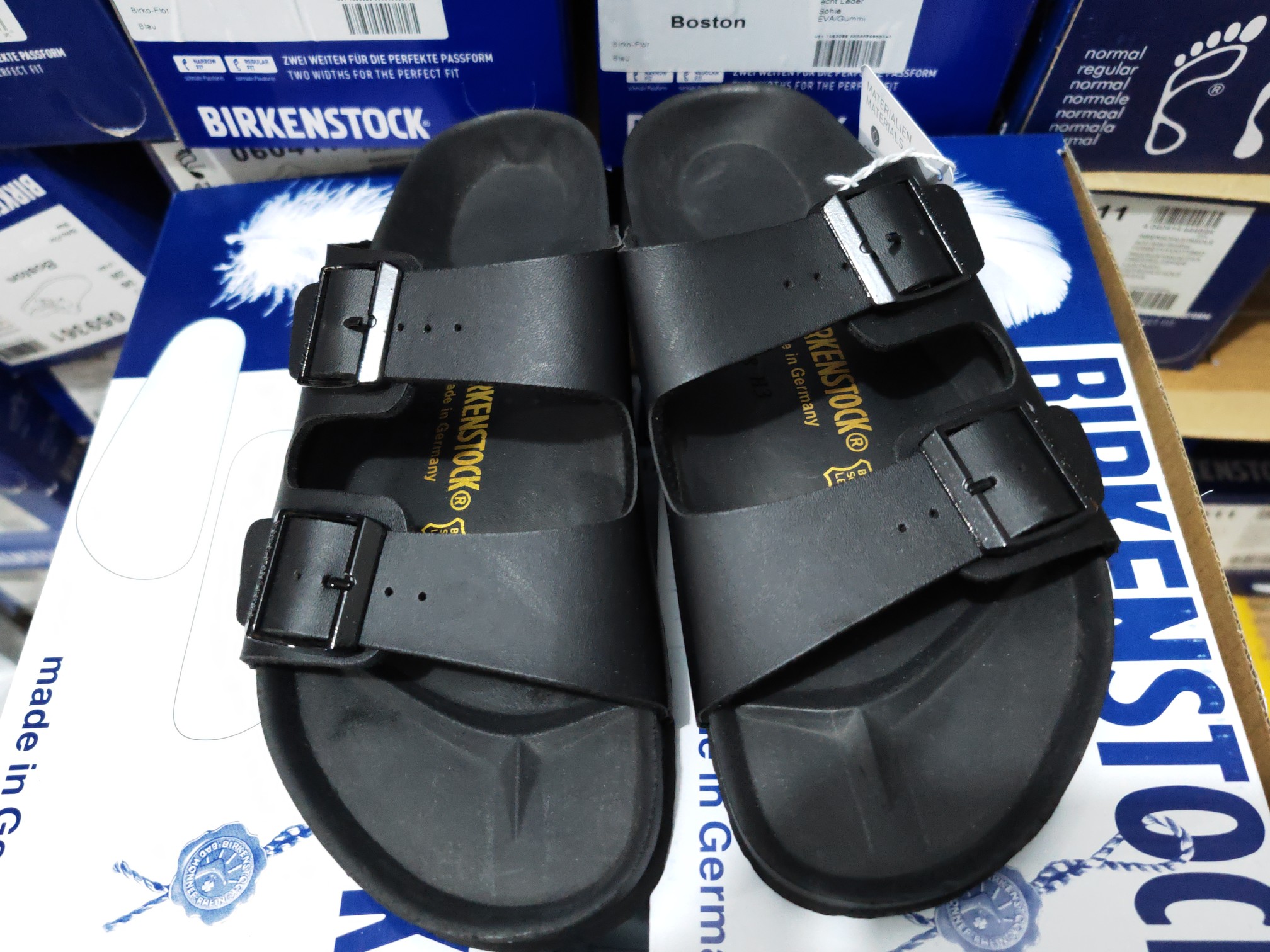 Birkenstock Two-Button Pure Black EVA Slippers