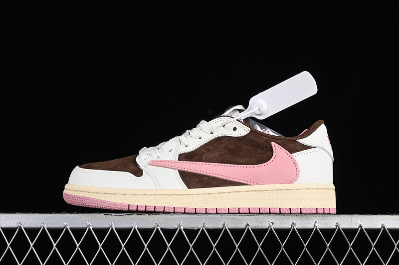 Travis Scott Nike Air Jordan 1 Low OG Dark Pony Pink Oxford Sneakers