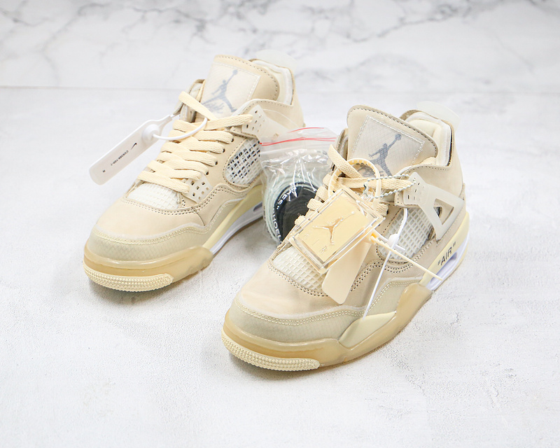 Nike Air Jordan 4 Retro IV x Off-White Sail/Muslin Cream Sneakers