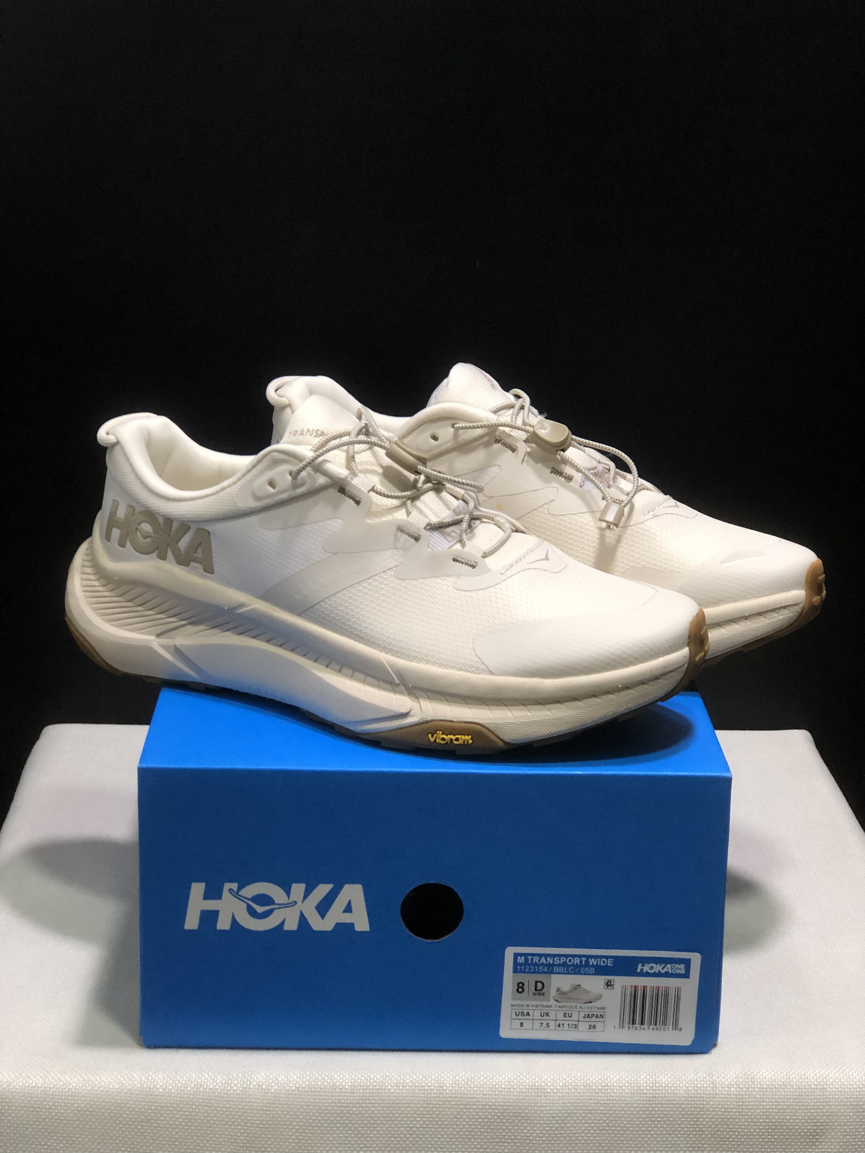 Hoka One One Transport Drawstring Low-top Running Shoes Sneakers Cream