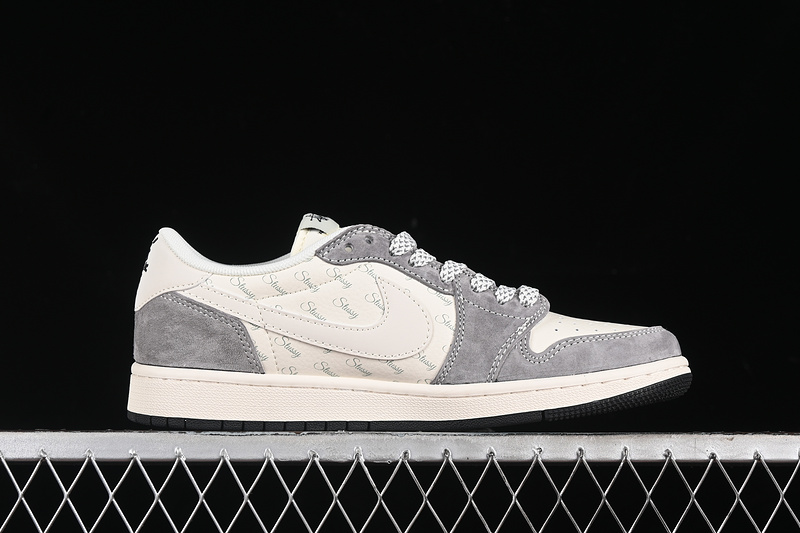 Travis Scott Fragment Design Nike Air Jordan 1 Low OG SP Light Grey White Sneakers