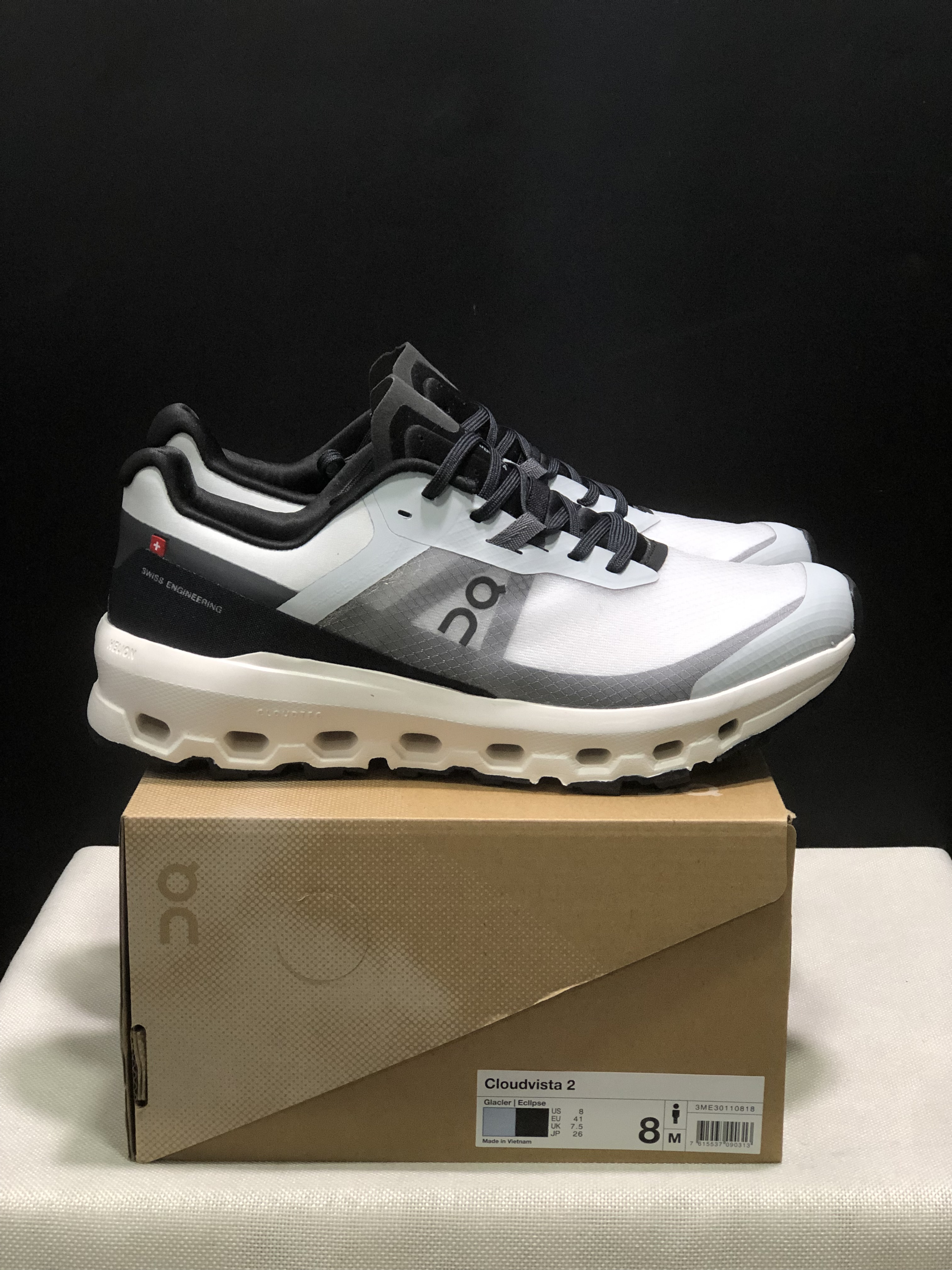 On Running Cloudvista 2 Waterproof Trail Running Shoes Black/White/Haze Blue