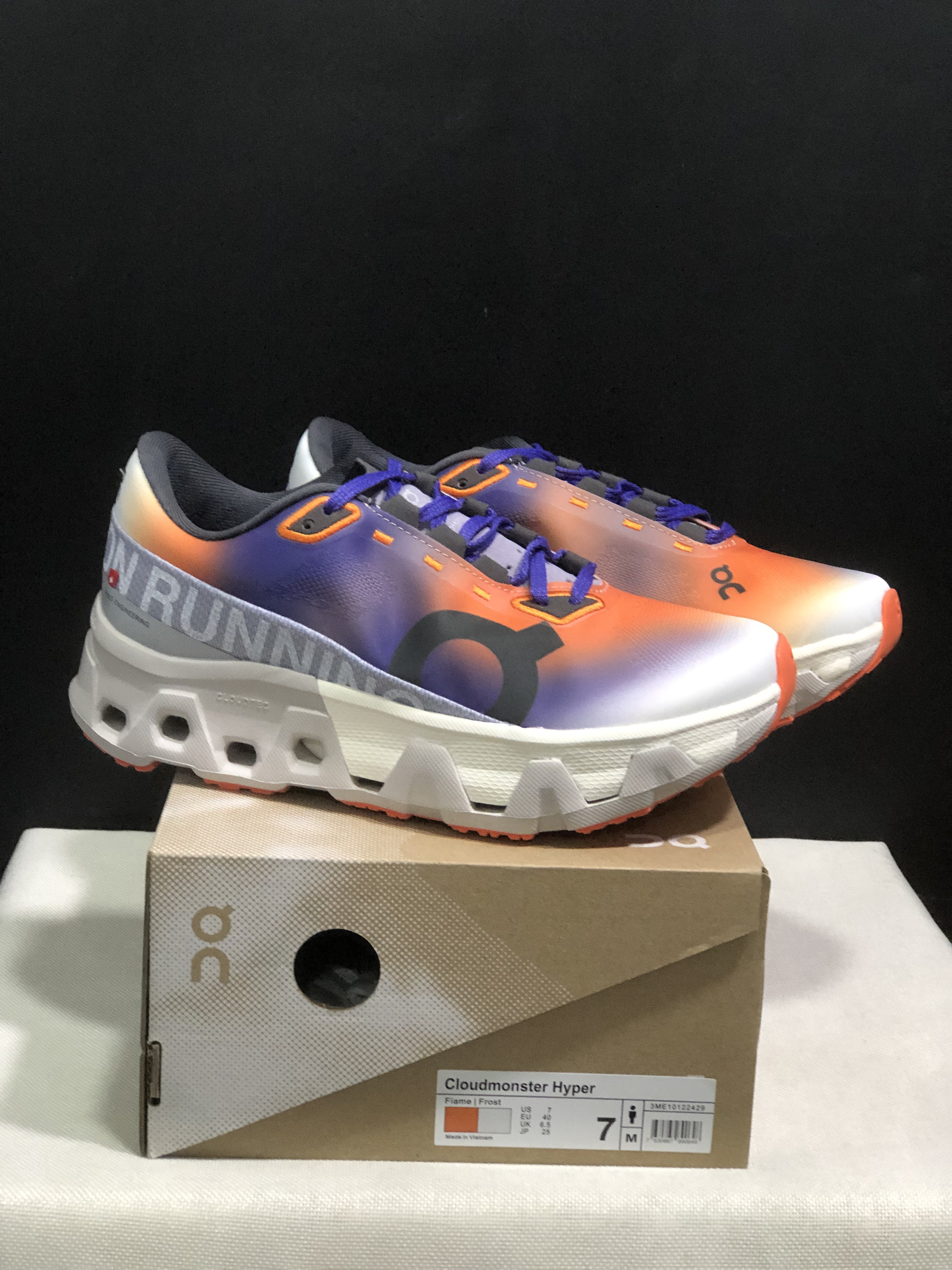 On Running Cloudmonster Hyper Running Shoes Flame/Purple/Frost