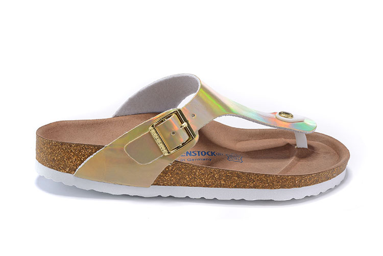 Birkenstock Gold Casual Patent Leather Flip Flops