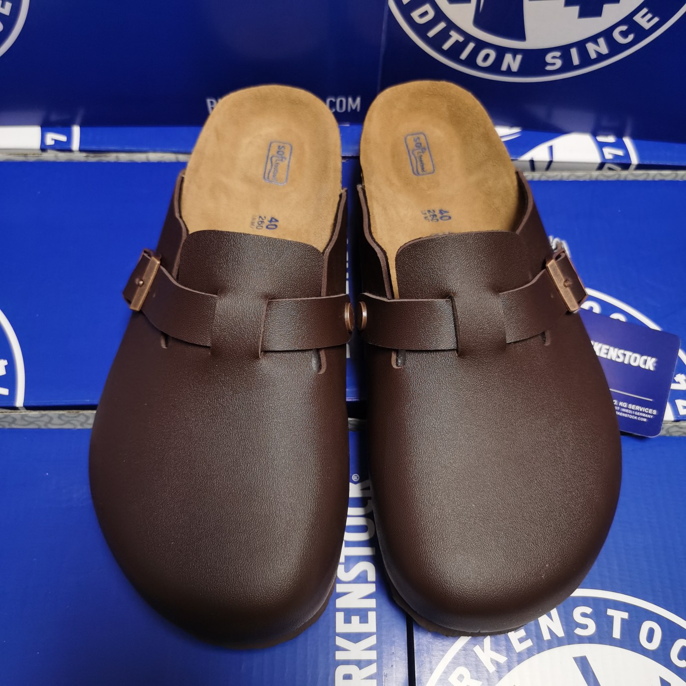 Birkenstock Dark Brown Matte Leather Clog Shoes