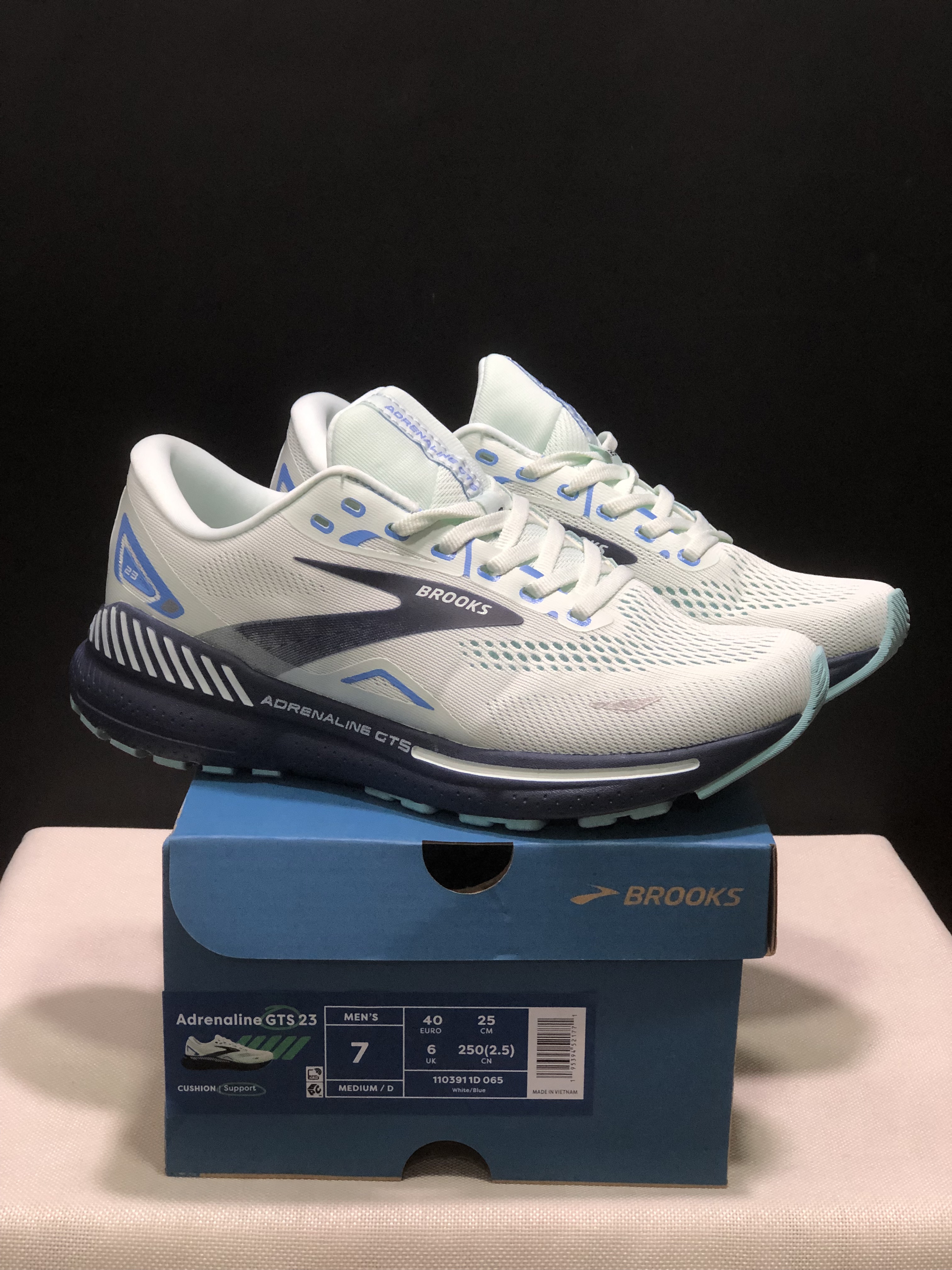 Brooks Adrenaline GTS 23 Shock-absorbing Wear-resistant Low-top Running Shoes White/Blue