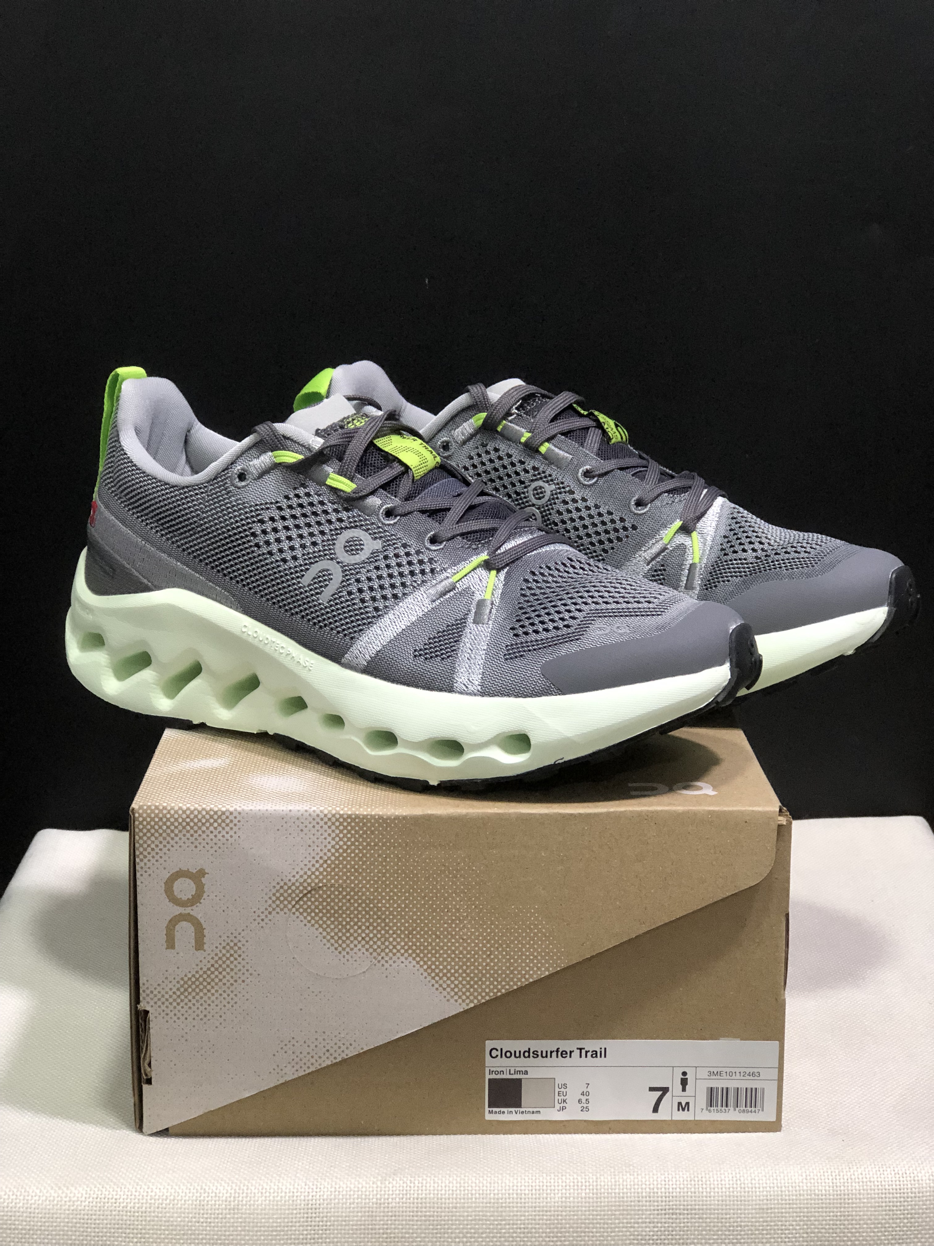 On Running Cloudsurfer Trail Waterproof Comfortable And Breathable Running Shoes Iron/Lima