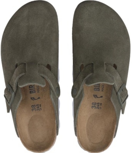 Birkenstock Boston Olive Green Suede Leather 1024714 Fashion Slippers
