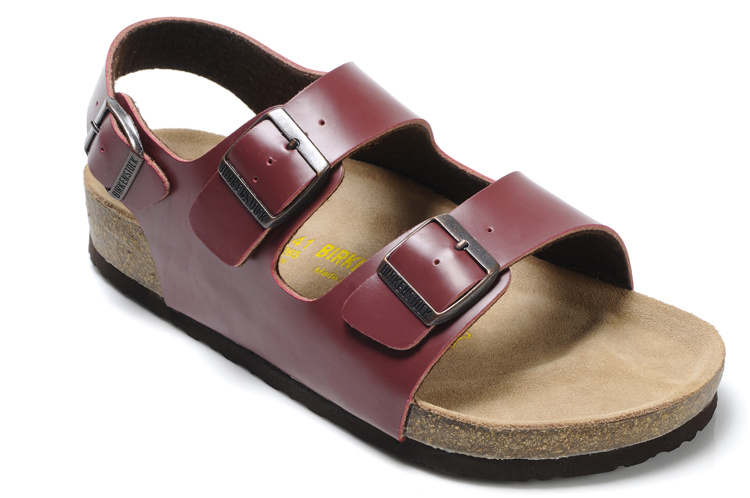 Birkenstock Two-Button Vermilion Red Matte Leather Sandals