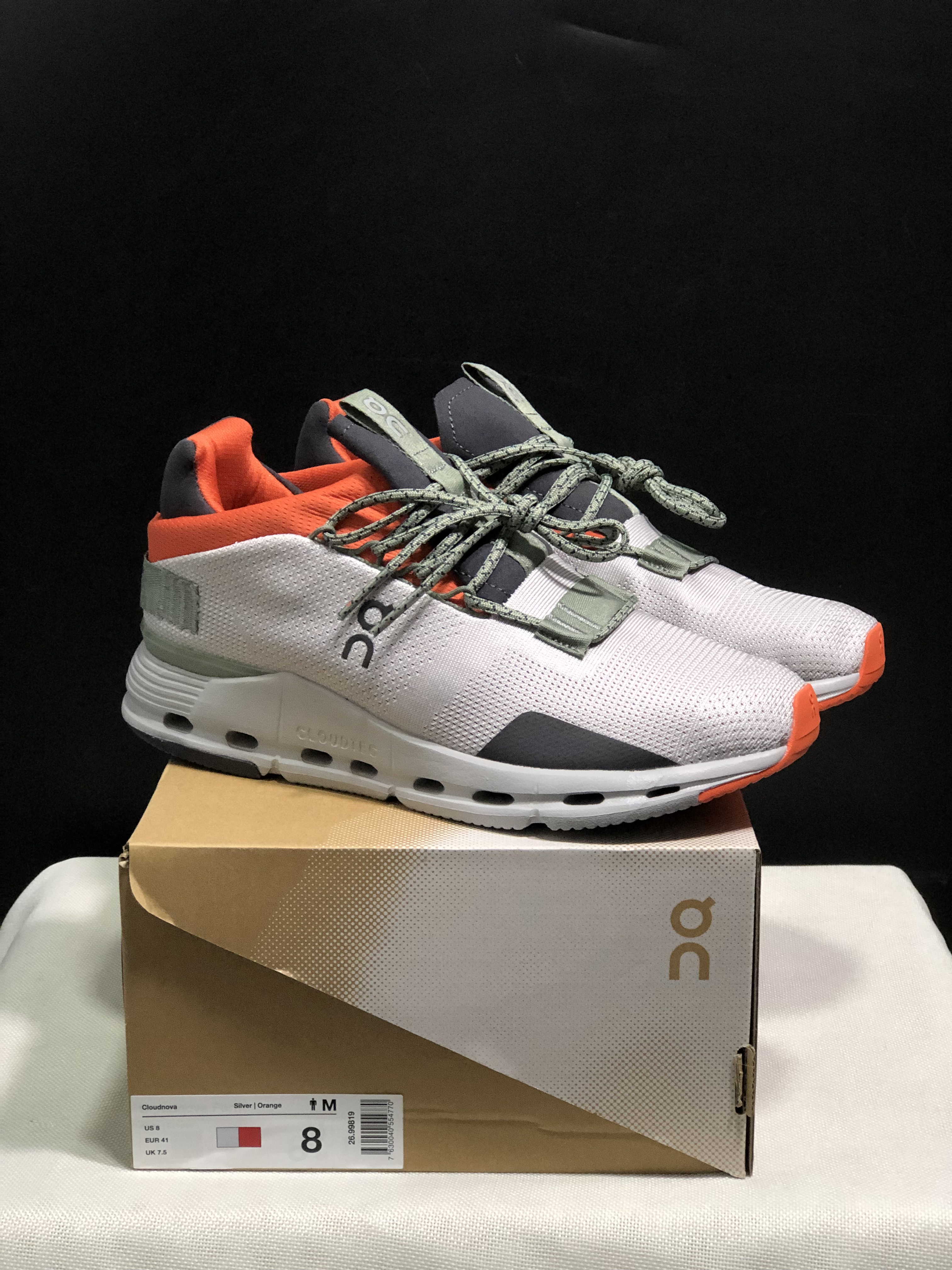 On Running Cloudnova Lightweight Sports Casual Shoes Silver/Orange