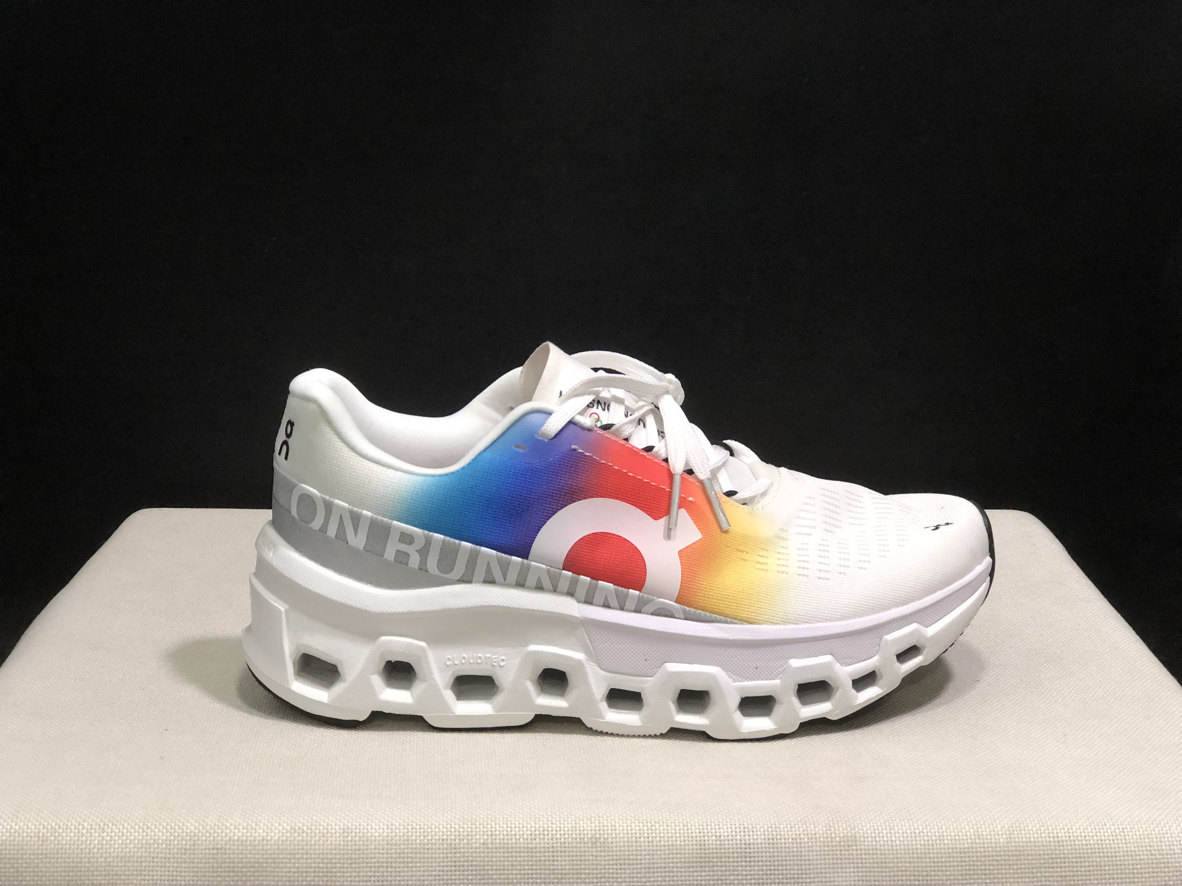 On Running Cloudmonster 2 Breathable Running Shoes Olympic Version White/Silver Grey/Rainbow Colors