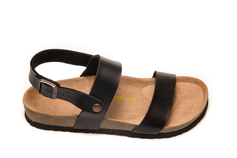 Birkenstock Black Casual Matte Leather Strappy Sandals