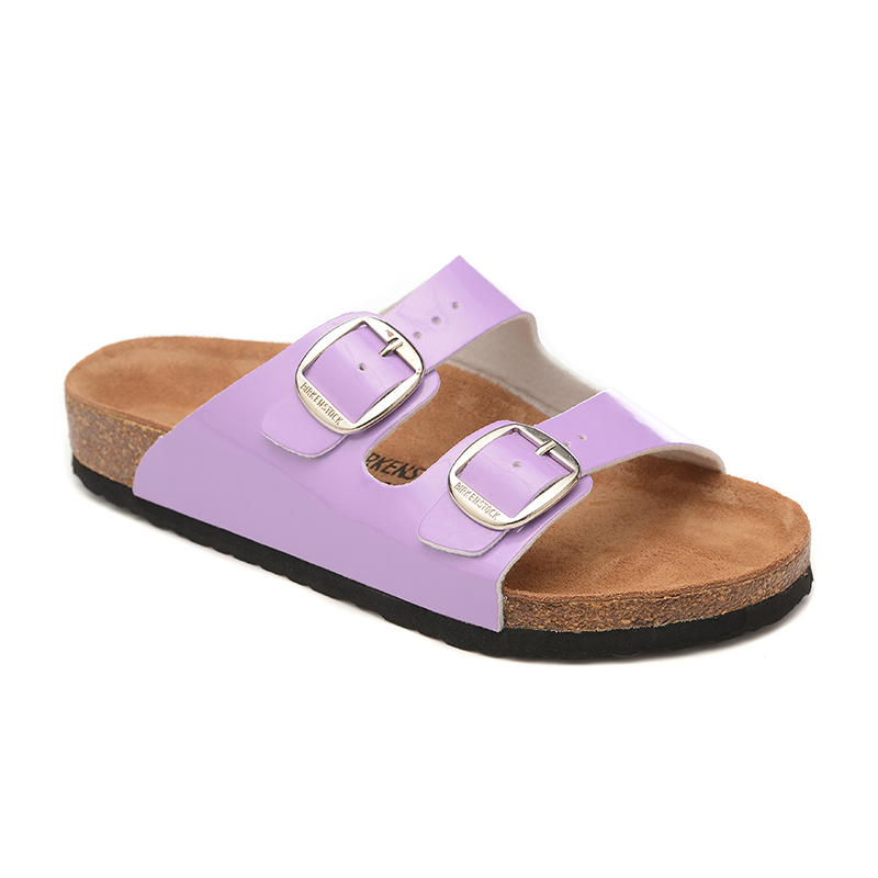 Birkenstock Two-Button Lilac Leather Casual Slippers