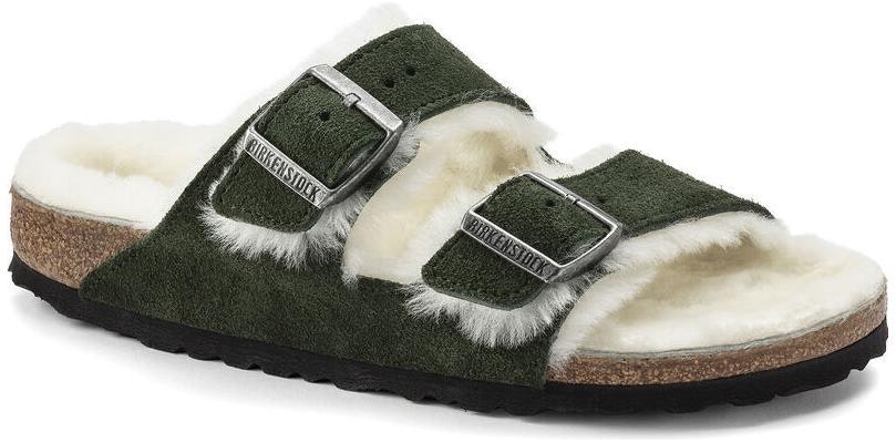 Birkenstock Arizona Green Shearling Suede Leather Narrow Fit 1021102 Fashion Slippers