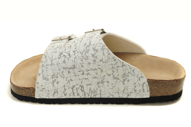 Birkenstock Two Buttons White Pattern Matte Leather Fashion Slippers