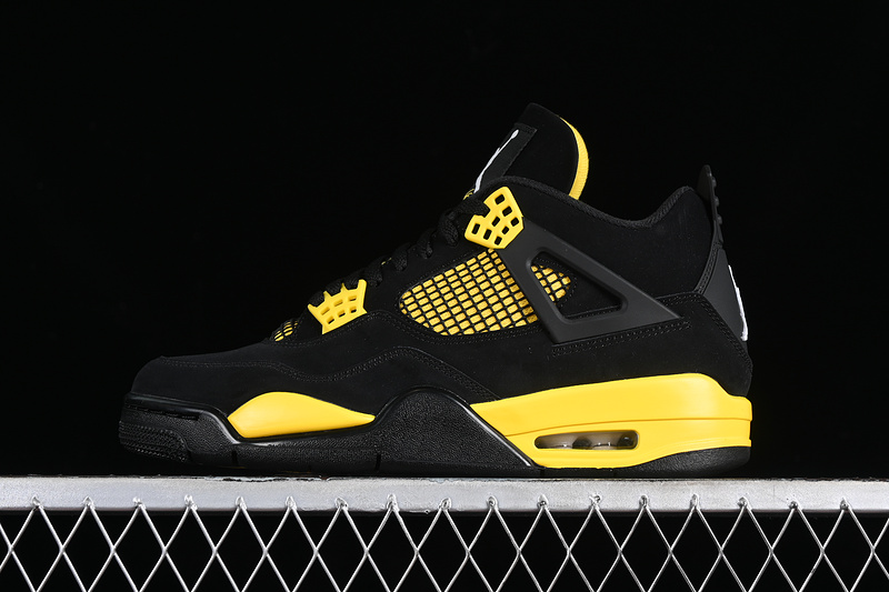Nike Air Jordan 4 Retro Thunder Black Tour Yellow Sneakers