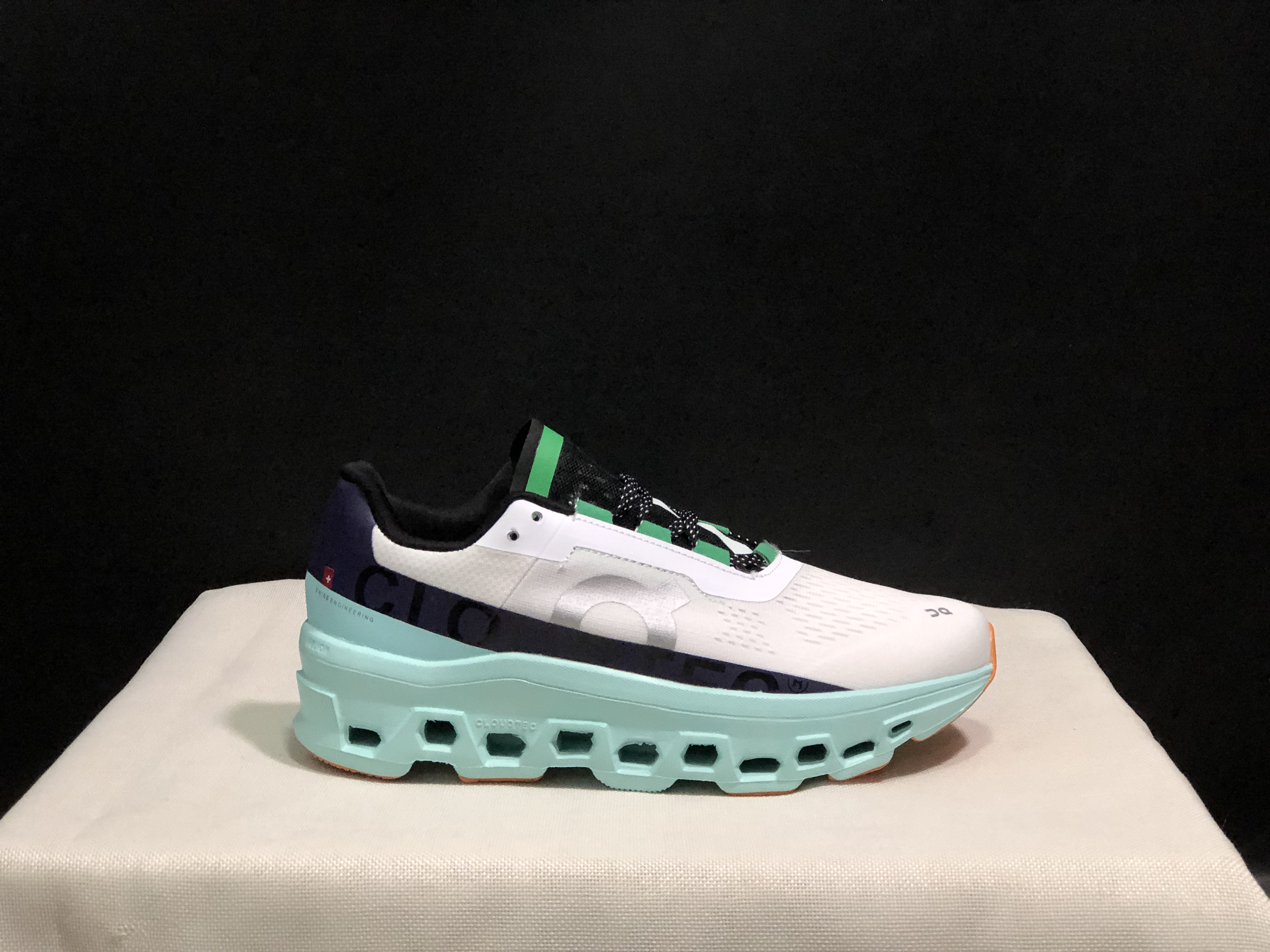 On Running Cloudmonster Anti-Slip Running Shoes White/Tiffany Blue
