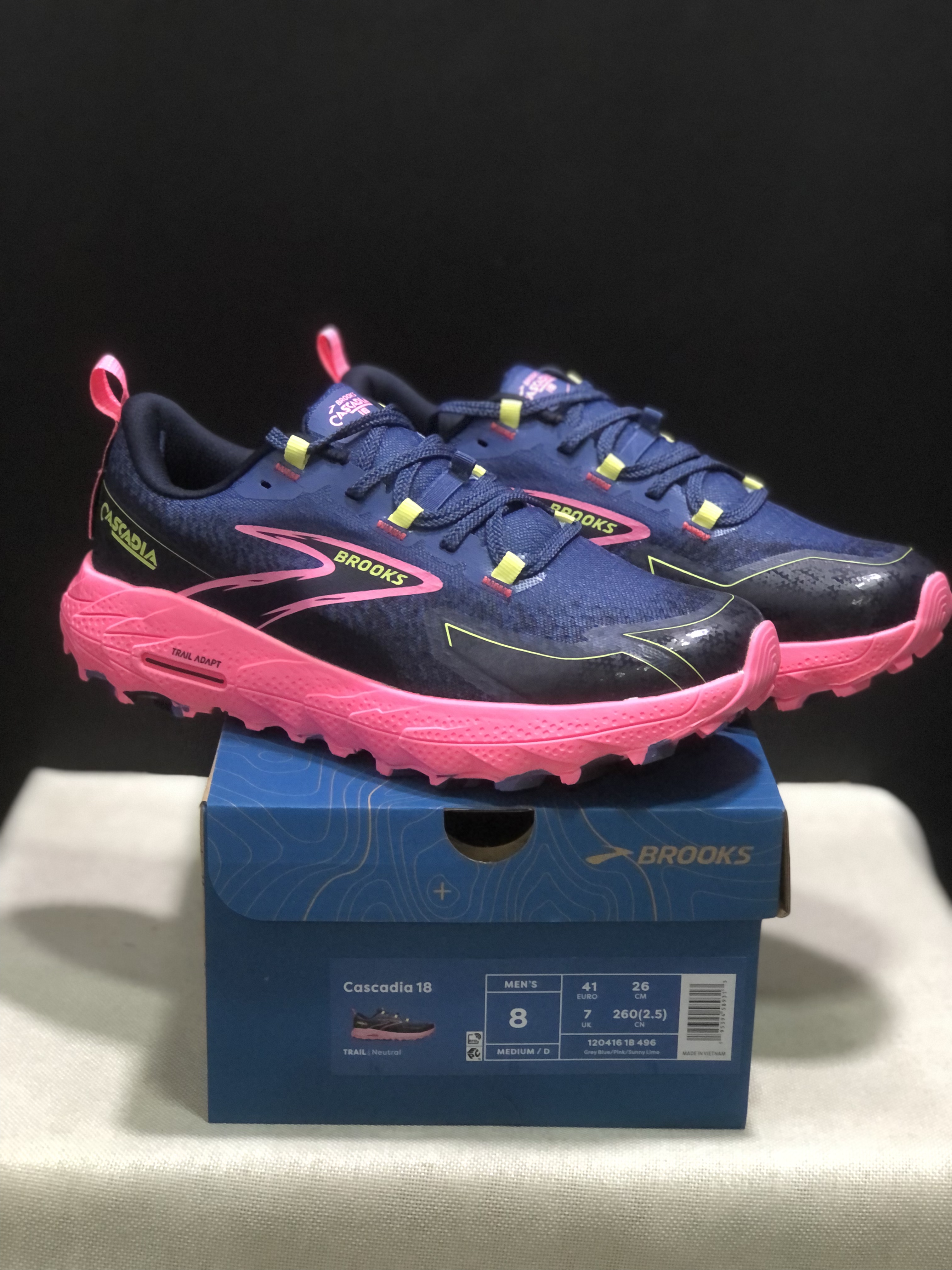 Brooks Cascadia 18 Low-top Running Shoes Grey Blue/Pink/Sunny Lime