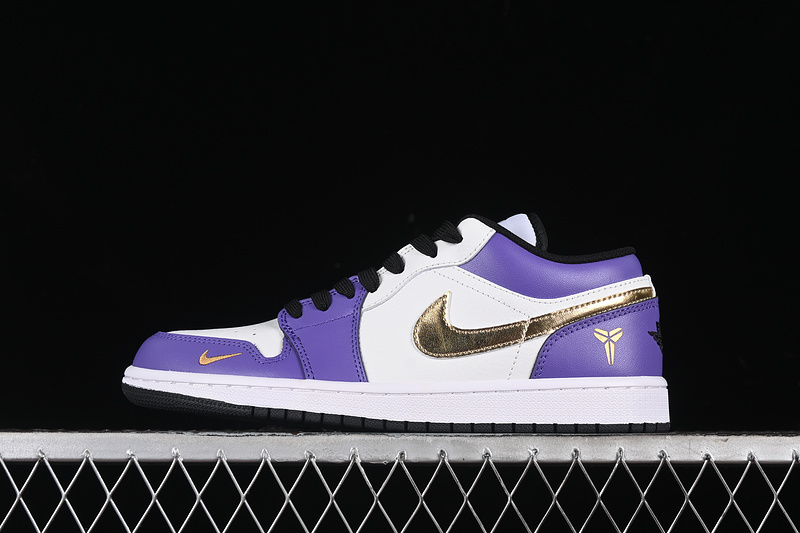 Nike Air Jordan 1 Low White Black Purple Gold Sneakers