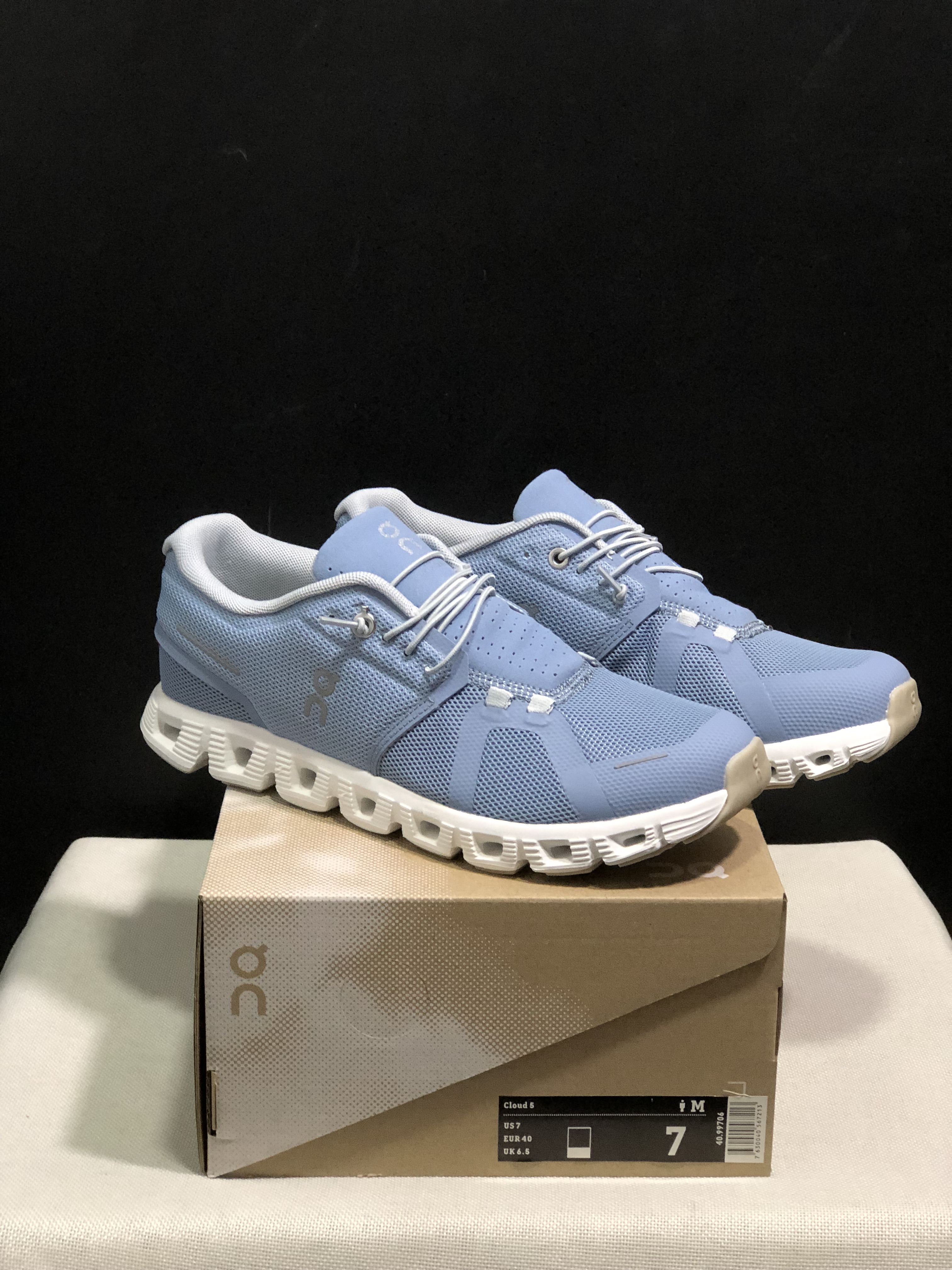 On Running Cloud 5 Lightweight Running Shoes Light Grayish Blue/White