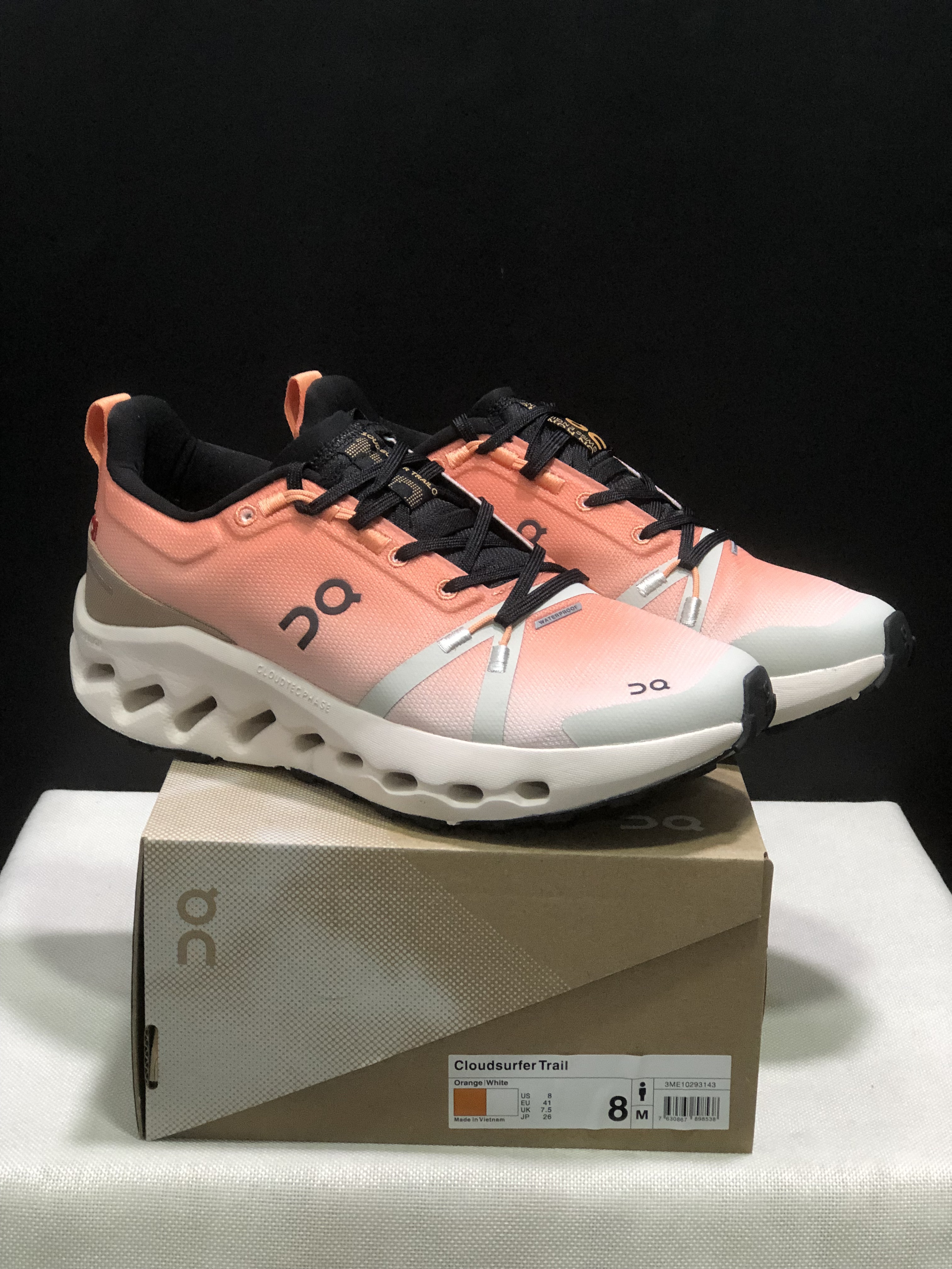 On Running Cloudsurfer Trail Waterproof Comfortable And Breathable Running Shoes Orange/White