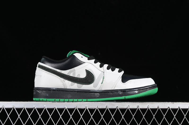 Nike Air Jordan 1 Low Lucky Green Black White Sneakers